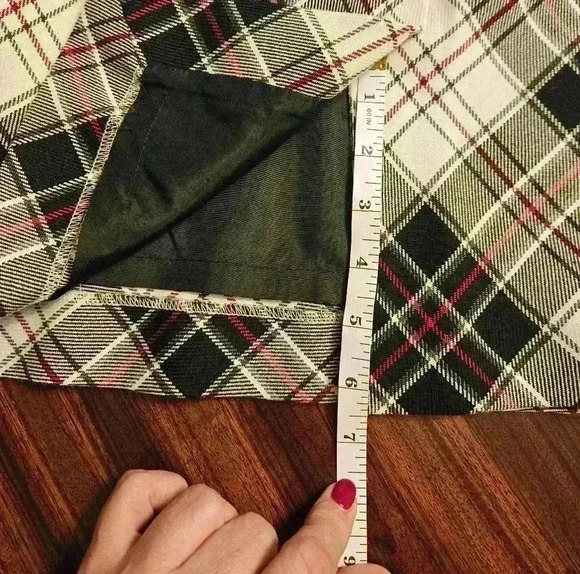 Brooks Brothers 346 Wool Mini Skirt Sz 2 Black White Tartan Plaid Lined Academia - Picture 9 of 11